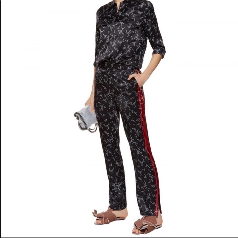 Equipment Black Florence Floral Satin Pants XL